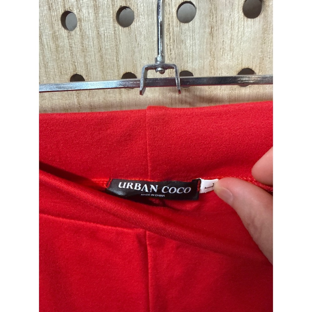 Urban Coco Womens Red High Rise Straight Leg Stitched Crease Dress Pants Large - Picture 4 of 5